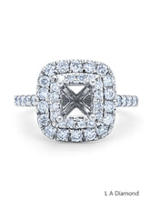 14K White Gold Cushion Cut Diamond Semi-Mount Engagement Ring (1.20 ct)